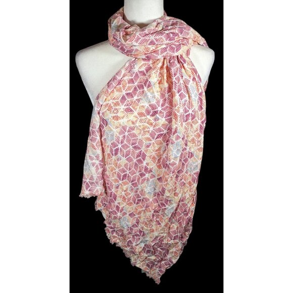 Warm Tone Floral Rainbow Print Lightweight Scarf - Picture 1 of 8